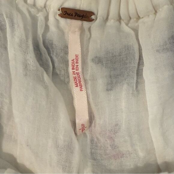 Free People Aurora Blouson crop Top white multi color embroidery size small - Picture 6 of 8